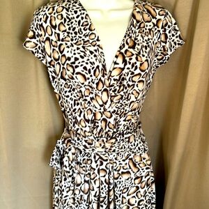 IMAN Tan animal print wrap around hi lo hem size M